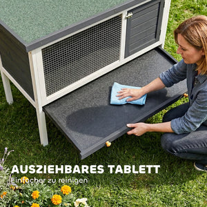 Hasenstall erhöht mit Schublade und Dach wetterfest aus Holz