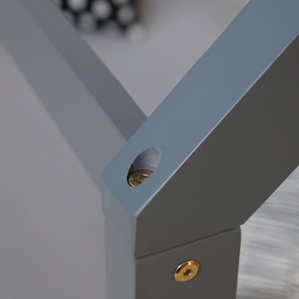 Letto a forma di casa, letto per bambini 90x200cm, in legno, grigio