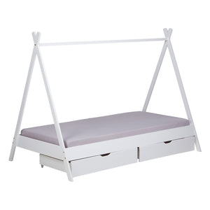 Hausbett Kinderbett 90x200cm aus Holz Weiss