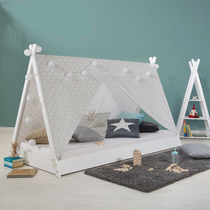 House bed, children's bed 90x200cm made of wood, white-grey