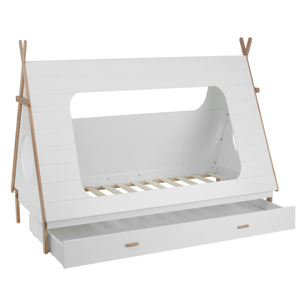 House bed, children's bed 90x200cm made of wood, white-natural