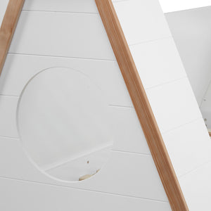 House bed, children's bed 90x200cm made of wood, white-natural