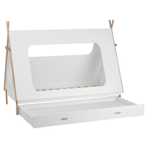 House bed, children's bed 90x200cm made of wood, white-natural