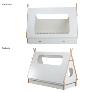 House bed, children's bed 90x200cm made of wood, white-natural