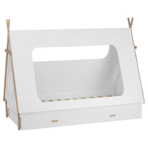 House bed, children's bed 90x200cm made of wood, white-natural