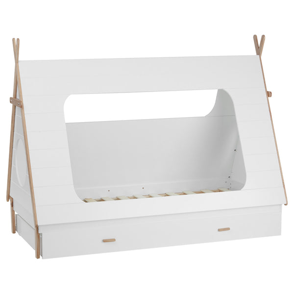 House bed, children's bed 90x200cm made of wood, white-natural