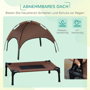 Haustierbett mit Baldachin atmungsaktiver Stoff Kaffee