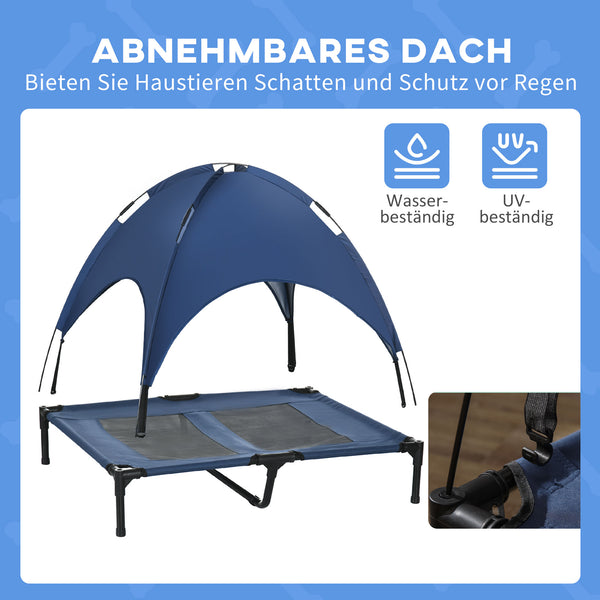 Haustierbett erhöht mit Dach vielseitig einsetzbar Dunkelblau