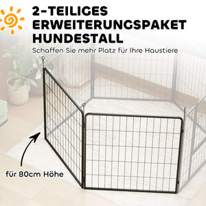 Welpenzaun Erweiterung 2er-Set für Hunde und Welpen aus Stahl grau