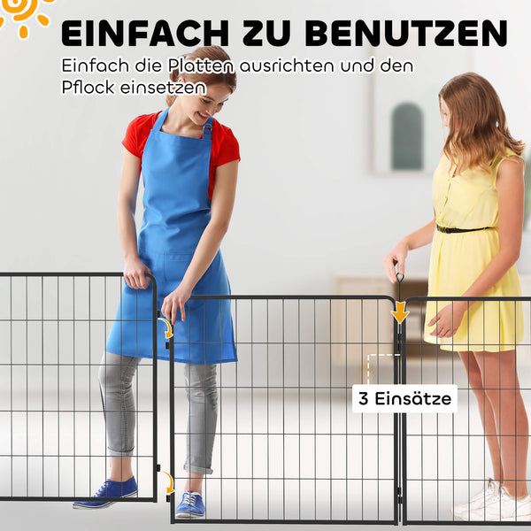 Welpenzaun Erweiterung 2er-Set für Hunde und Welpen aus Stahl grau