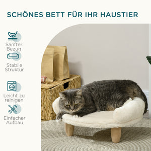Haustiersofa Flanell mit Holzbeinen komfortabel Creme