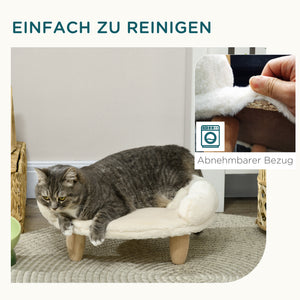 Haustiersofa Flanell mit Holzbeinen komfortabel Creme