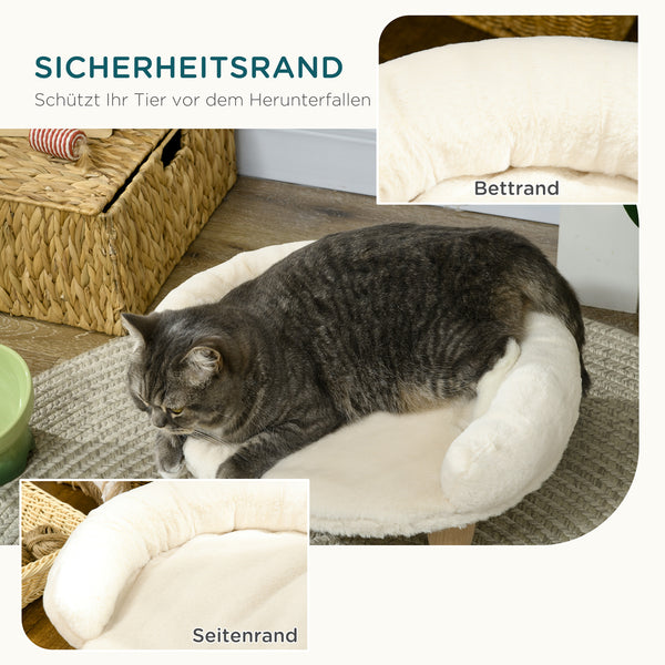 Haustiersofa Flanell mit Holzbeinen komfortabel Creme
