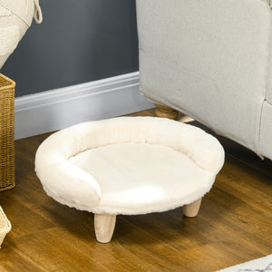 Haustiersofa Flanell mit Holzbeinen komfortabel Creme