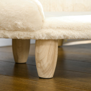 Haustiersofa Flanell mit Holzbeinen komfortabel Creme