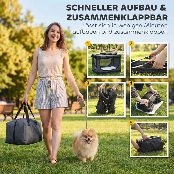 Hundetransportbox faltbar mit Kissen waschbar für kleine Hunde