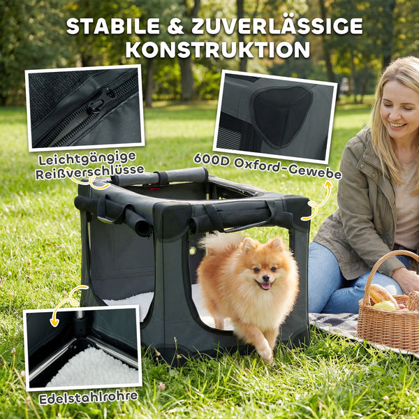 Hundetransportbox faltbar mit Kissen waschbar für kleine Hunde