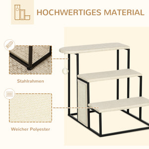 Haustiertreppe 3-stufig mit Kratzbrett Sisal