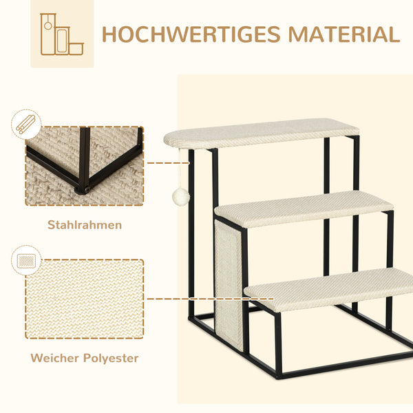 Haustiertreppe 3-stufig mit Kratzbrett Sisal