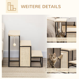 Haustiertreppe 3-stufig mit Kratzbrett Sisal