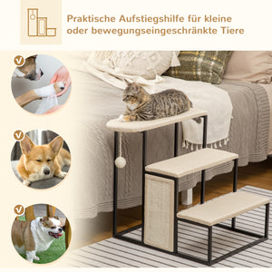 Haustiertreppe 3-stufig mit Kratzbrett Sisal