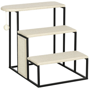 Haustiertreppe 3-stufig mit Kratzbrett Sisal