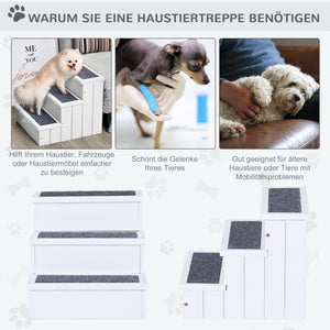 Haustiertreppe Einstiegshilfe mit 3 Stufen für Hunde und Katzen