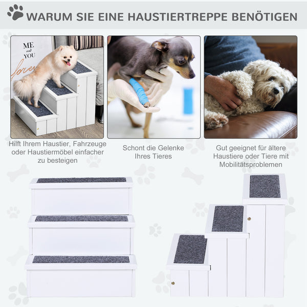 Haustiertreppe Einstiegshilfe mit 3 Stufen für Hunde und Katzen