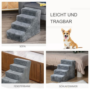 Haustiertreppe 4-stufig Grau 60 x 35 x 44 cm
