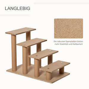 Haustiertreppe 4-stufig Grau 60 x 35 x 44 cm