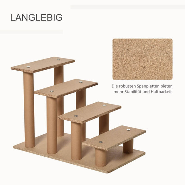 Haustiertreppe 4-stufig Grau 60 x 35 x 44 cm