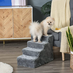 Haustiertreppe 4-stufig Grau 60 x 35 x 44 cm