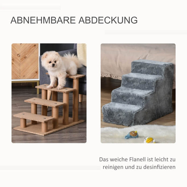 Haustiertreppe 4-stufig Grau 60 x 35 x 44 cm