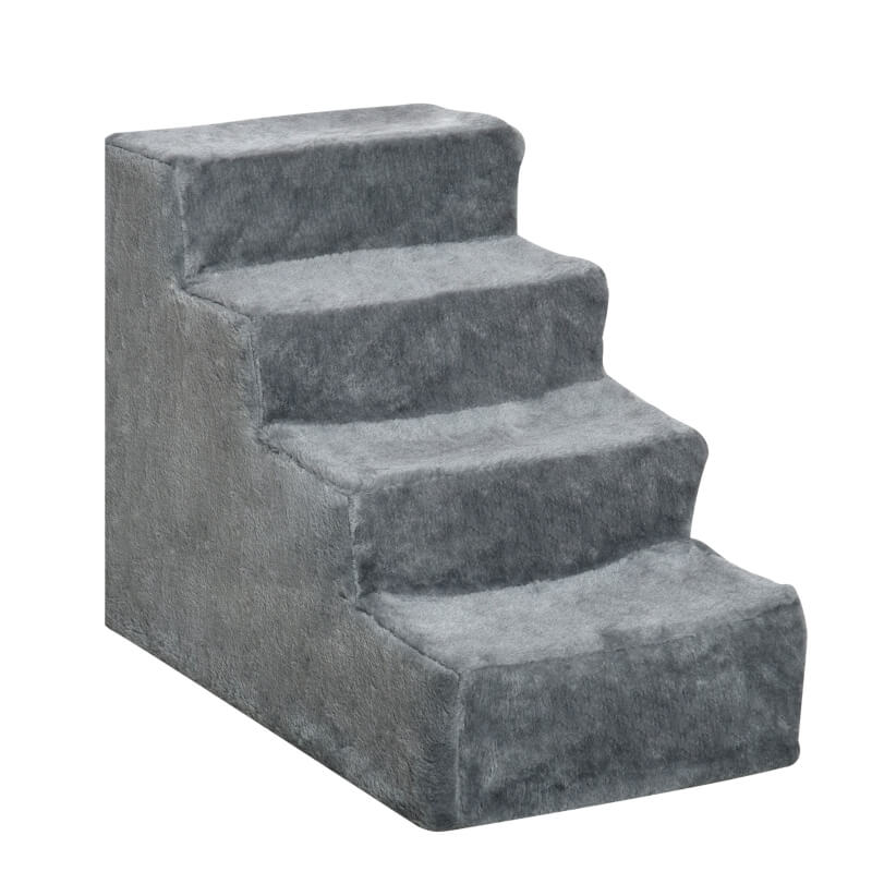 Scaletta per animali domestici, 4 gradini, grigia, 60 x 35 x 44 cm