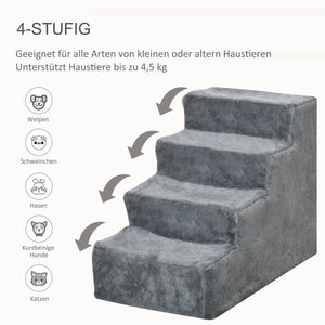 Haustiertreppe 4-stufig Grau 60 x 35 x 44 cm