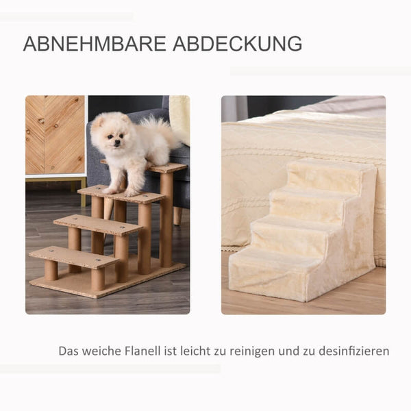 Haustiertreppe 4-stufig Beige 60 x 35 x 44 cm