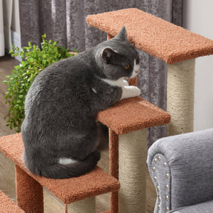 Haustiertreppe Kratzbaum 4-stufig für kleine Hunde und Katzen braun
