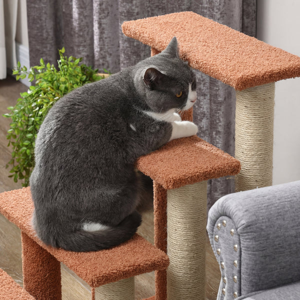 Haustiertreppe Kratzbaum 4-stufig für kleine Hunde und Katzen braun