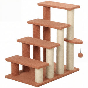 Haustiertreppe Kratzbaum 4-stufig für kleine Hunde und Katzen braun