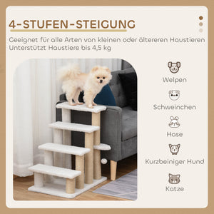 Haustiertreppe mit Kratzbaum 4-stufig Weiss