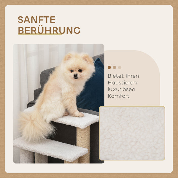 Haustiertreppe mit Kratzbaum 4-stufig Weiss