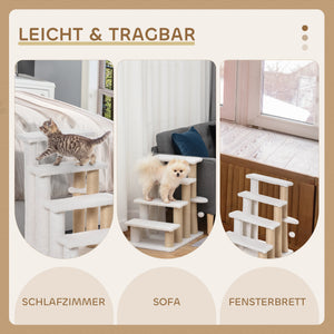 Haustiertreppe mit Kratzbaum 4-stufig Weiss