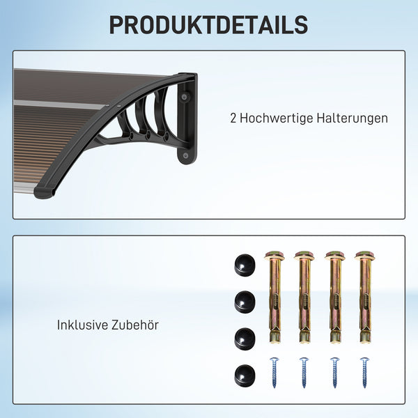 Haustür Vordach Überdachung Wetterschutz 120x75cm Polycarbonat