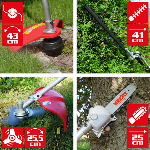 HECHT 4in1 Multitool  Freischneider, Trimmer, Heckenschere & Hochentaster