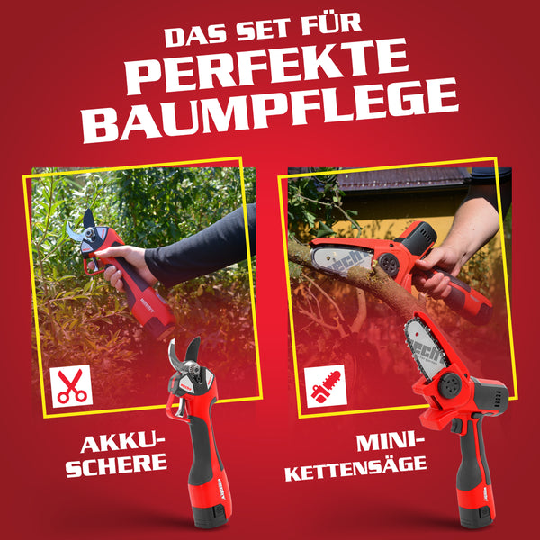Hecht Akku Baumpflegeset FlexCut 2in1  Astschere & Mini-Kettensäge kabellos