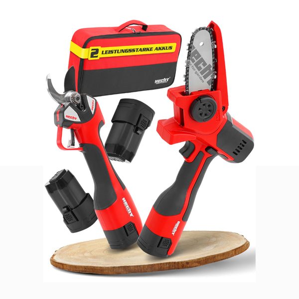 Hecht Akku Baumpflegeset FlexCut 2in1  Astschere & Mini-Kettensäge kabellos