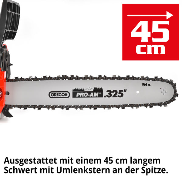Hecht Benzin Kettensäge Motorsäge 2.4 PS Schwertlänge 45cm