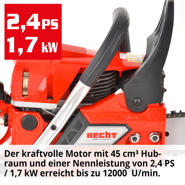 Hecht Benzin Kettensäge Motorsäge 2.4 PS Schwertlänge 45cm