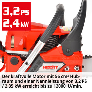 Hecht Benzin Kettensäge Motorsäge 3.2 PS Schwertlänge 45cm