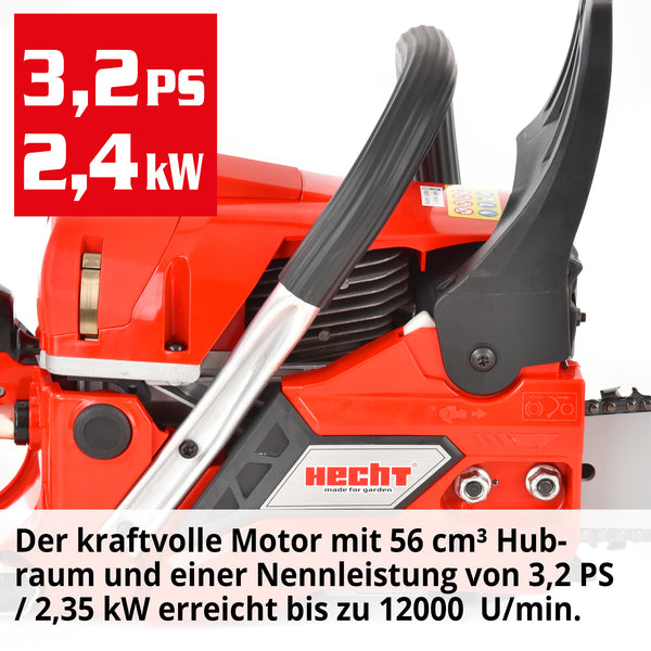 Hecht Benzin Kettensäge Motorsäge 3.2 PS Schwertlänge 45cm